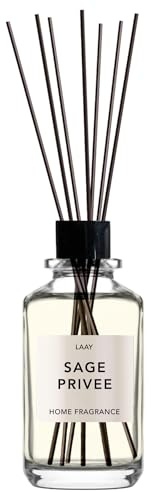 LAAY Premium Raumduft Salbei & Meersalz mit Duftstäbchen - 150 ml: Natürlicher und langanhaltender Lufterfrischer für EIN warmes und sinnliches Erlebnis in Badezimmer und Wohnzimmer