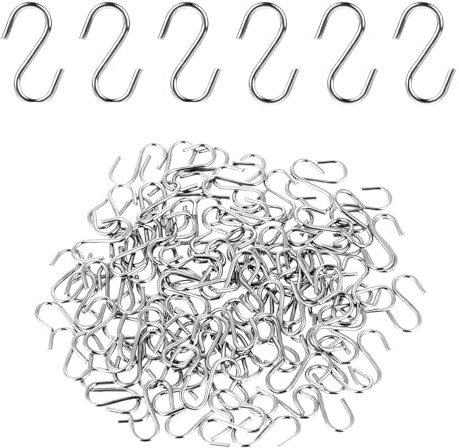 JJUNW Mini S Haken, 100 Stück Klein S-förmige Haken, 14mm Metallhaken zum Einhängen Platzsparender S Haken für DIY Handwerk Hängende Schmuck Schlüsselkette Tag (Silber)