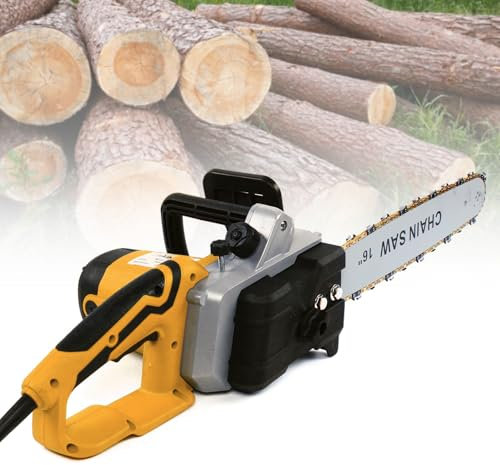16 Zoll 2000W Elektro Kettensäge, 800r/min, Automatische Kraftstoffeinspritzung, Einstellbare Kette, Kann Holz bis zu 35 cm schneiden, für Äste, Sträucher, Holz, Gärten