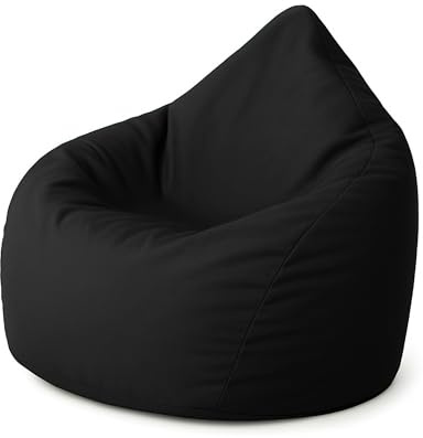 PATCH HOME Sitzsack Tropfenform – Beanbag - Mit Styropor-Füllung, Wasserabweisend, für Indoor & Outdoor, für Kinder und Erwachsene (Schwarz, Jumbo)