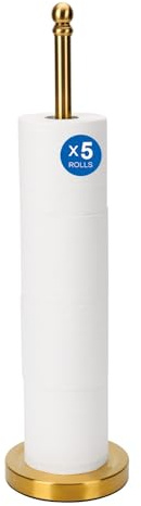 Songtec Toilet Paper Holder Stand Reserve for Bathroom, Holds 4/5 Rolls, Compact TP Roll Holder Storage, Stainless Steel (Gold)