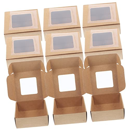 VALICLUD 20stücke Quadratische Geschenkboxen Aus Braunem Kraftpapier Mit Transparentem Fenster Leichte Verpackungskisten Für Schmuck Süßigkeiten Und Kleine Gegenstände Robuste Aufbewahrungs