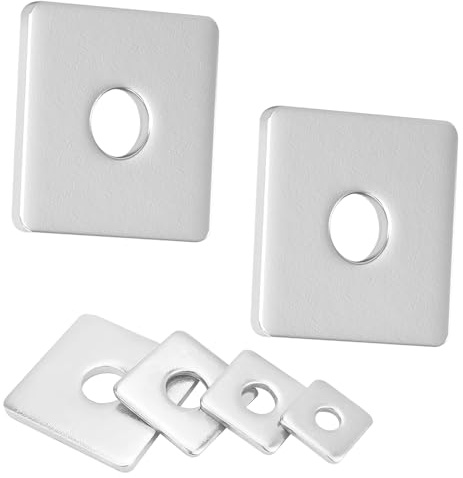 Ctyjia 20 Piezas M4 Arandelas de Acero Inoxidable, Arandelas de Placa Cuadrada, M4x10x10x1mm Arandelas Planas, Arandela Cuadrada con Orificio Redondo