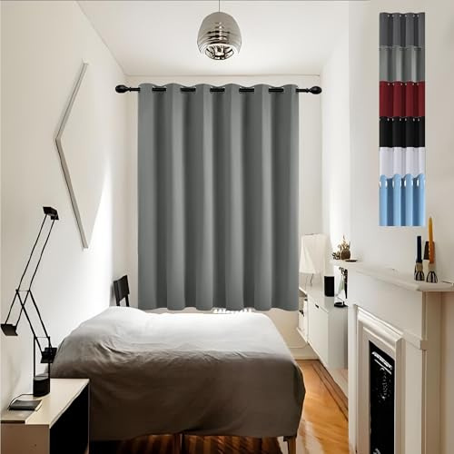 GOUSUN Verdunklungs Vorhäng 150 x 80 cm Doppellagige Thermovorhang Warm Thermovorhang mit Ösen Kälteschutz Warm für Schlafzimmer, Hellgrau