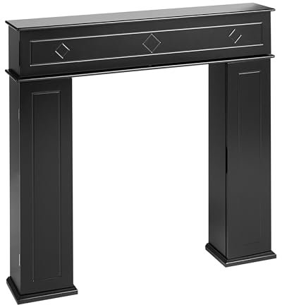 Deko-Kaminumrandung schwarz 107 x 100 cm Kaminattrappe Kaminkonsole Retro Mispec