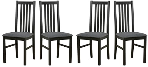LeafDesign Küchenstühle 4er Set - Stuhl Buche Massiv - Esszimmerstuhl 120 kg - Stühle Esszimmer 4er Set - Holzstuhl - Esstischstühle - Esszimmerstühle Holz - Schwarz - Hygge 96