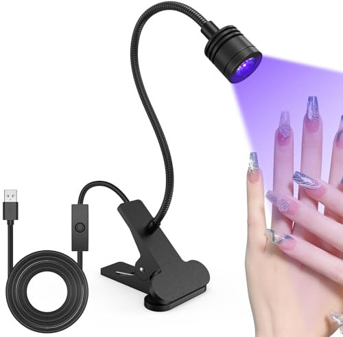 Elalove UV Lampe für Gelnägel mit verstellbarem Schwanenhals – 5W LED Nageltrockner mit 4 Helligkeitsstufen, 360° drehbar, USB-Betrieb, kompakt für Nageldesign
