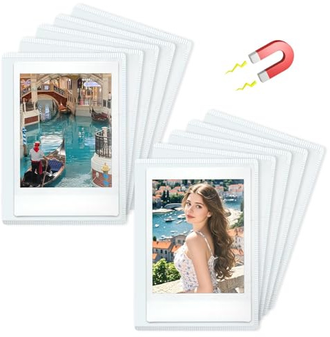 Wefaly Mini Marco de Foto Magnético, 10 Piezas Bolsas Magnéticas para Fotos para películas Polaroid Instax Mini para fotos de 10 x 7 cm Marcos Magnéticos para Armario de Nevera, Blanco