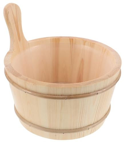 Artibetter Saunaeimer 4L aus Massivholz mit Inneneinsatz und Holzkelle Sauna Zubehör für Dampfbad und Fußbad Platzsparendes Spa Satz für Zuhause