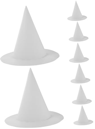 Supvox 8 Stück Halloween Hexenhüte aus Papier für Selbstgemacht Bastelhüte in Kindergröße Spitze Partyhüte zum Bemalen und Kreative Halloween Partydekoration