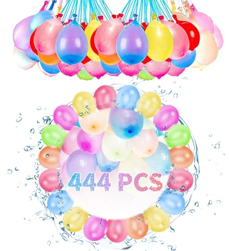444 Stück Wasserbomben Selbstschließend Set, Wasserbombem Schnellbefüllbare, Biologisch Abbaubare Wasserbomben, Farbige Wasserballon Set für Strand Pool Garten Wasser Spiele