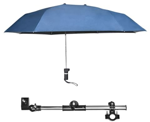 Paraguas para silla con abrazadera ajustable, protección contra la lluvia y los rayos UV, sombrilla para silla de ruedas, sombrilla extendida de doble cara 40, 9 para sillas de ruedas, cochecito, bici