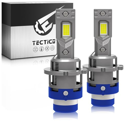 TECTICO D2S Bombillas LED para Faros de Coche, 90W 12000LM 6000K Blanco Frío, Luces Altas/Bajas Plug and Play, Reemplazo Directo OEM HID Xenón - 2 piezas