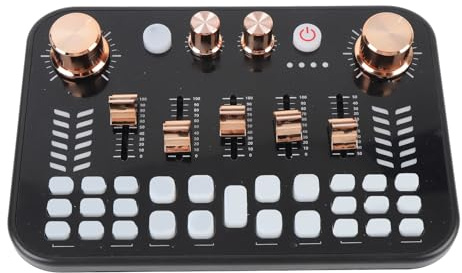 Lazmin112 Podcast Soundboard Equipment Bundle, Bluetooth Voice Changer Mixer with Live Sound Card Interface, for Live Streaming Podcasting Gaming TikTok