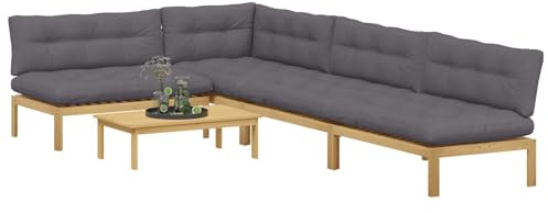 vidaXL 5 Stück Garten Pallet Sofa Einheiten Massivholz Akazie, Garten und Terrasse, rustikales wetterfestes Sofa, Paletten-Sitz und Holz-Lounge für gemütliche Patio-Treffen
