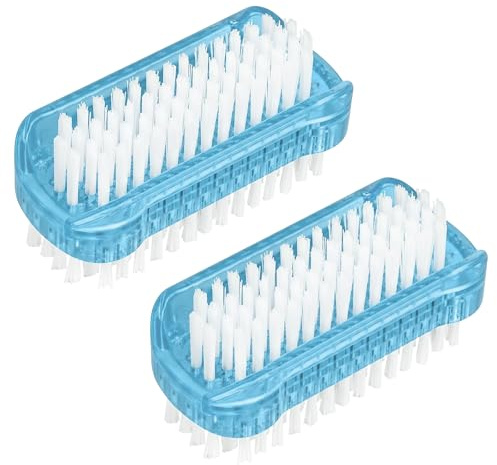AYBUY Dubbelsidig nagelborste, 2 st nagelborste, handborste för rengöring av naglar för fötter, plast hård borst nagelborste, finger- och handfatsrengöringsborstar (blå)