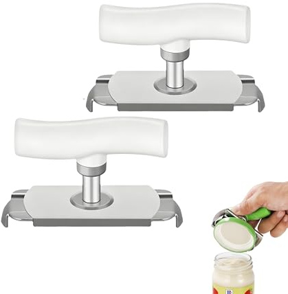 Wisfancy Dosenöffner aus Edelstahl, Verstellbar Glasöffner Schraubdeckelöffner Senioren, Manuell Schraubdeckelöffner Deckelöffner für Zuhause & Camping (Weiß–2 Stück)
