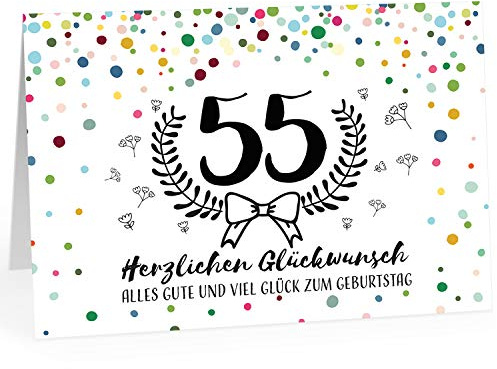XXL Geburtstagskarte (A4) | Schnaps-Zahl | mit Umschlag | Glückwunsch zum 55. Geburtstag | edle und hochwertige Klappkarte | Grußkarte | Maxikarte extra groß