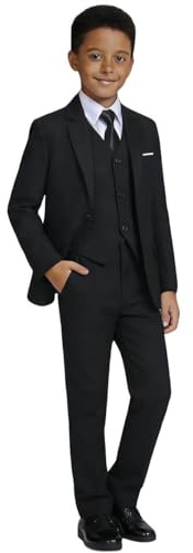 Visaccy Kids Suits for Boy Toddler Wedding Outfit Slim Fit Formal Wear Black Boys Suit Size 6