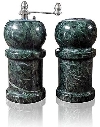 Juego de cocina de sal y pimienta de mármol verde verde italiano Marble Salt And Pepper Set H.13 cm