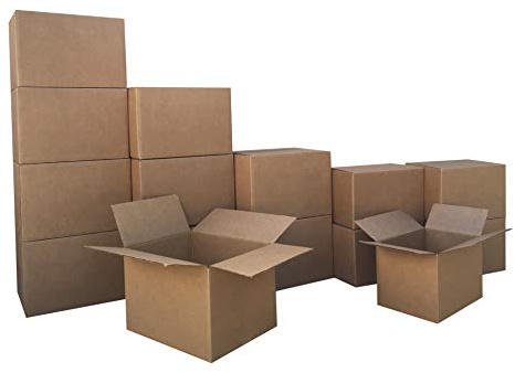 Amazon Basics Moving Boxes Kit, Small and Medium Cardboard Box Combo, Packing and Shipping Supplies, Assorted Sizes, Brown, 15-Pack