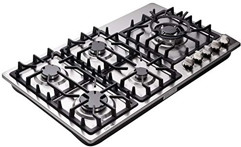 Deli-kit 34 Inch Gas Cooktop Dual Fuel Sealed 5 Burners Stainless Steel Drop-In Gas Hob DK258-A08 Gas Cooker