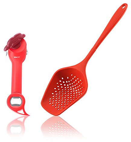 Kochblume Dosenöffner Set M | Dosenöffner, Siebschaufel | in der bunter Box (rot)