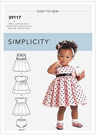 Patron Simplicity 9117 Robe princesse bébéfille bloomer & headband