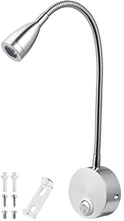 OSALADI Lampada da lettura a LED, minimalista da comodino, lampada da parete flessibile a collo di cigno per camera da letto, camera da letto, dormitorio e luce bianca calda