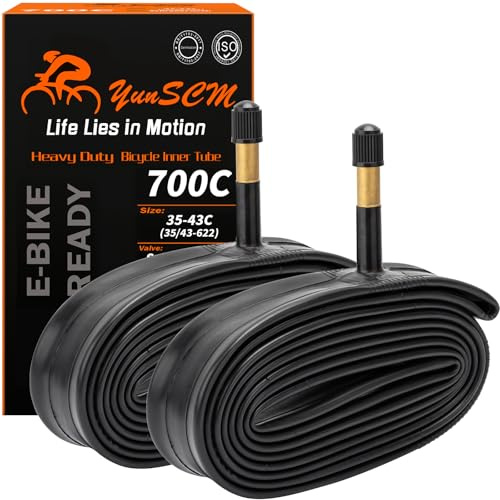 700C Heavy Duty Bike Tubes 700x35C/38C/40C/43C (35/43-622) 700C Bicycle Tubes Premium Butyl Rubber Compatible with Road, Gravel, Mountain, Hybrid Bike Tire Tubes Schrader Valve AV48mm 2-PCS
