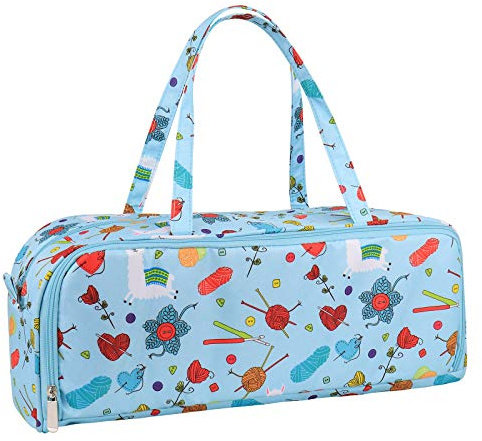 Coopay Knitting Bag, Knitting Bags for Wool and Needles Storage, With Handy Compartment for Extra Long Knitting Needles and Hooks, Crochet Bag with Side Pocket, Knitting Organizer Lightweight Large