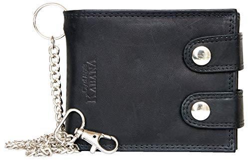Kabana Cartera de Motorista RFID Hombre con Cadena de Metal de 45 cm de Largo, Hecha de Cuero