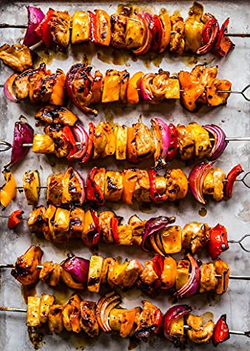 24 pinchos de metal para barbacoa, alimentos, carne, brochetas, parrilla, carne, cocina, palos de acero, barbacoa