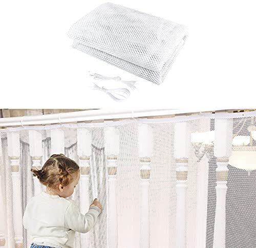 3 Meter Treppen Schutznetz,Treppengeländer Sicherheitsnetz,Safety Net,Treppe Geländer Zaun Mesh,Sicherheitsnetz für Kinder,Schutznetz Treppe,Baby Balkonnetz (Weiß)