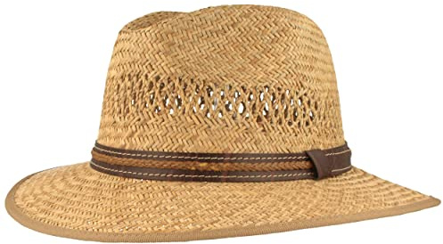 Breiter Chapeau de Soleil en Paille Bogart Chapeau d'été Tissée à la Main 100% Paille - Unisexe - Matériau Léger - Confortable et Durable - Doux pour la Peau, Naturel