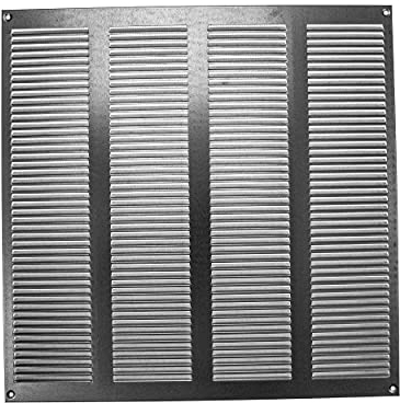 Vent Systems Rejilla de ventilación de 400 x 400 mm, cubierta de acero galvanizado, rejilla de retorno de aire de metal con mosquitera, rejilla de ventilación para pared y techo, interior y exterior