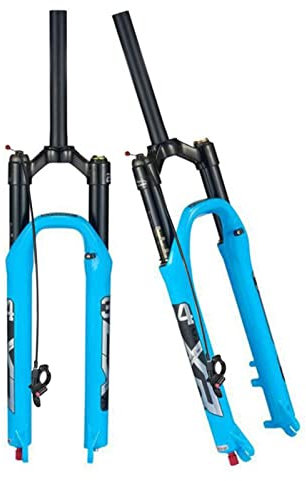 ZECHAO 1-1/8 120mm Federweg Fahrrad Federgabel MTB,Aluminiumlegierung Rebound-Anpassung Scheibenbremse Air Supension Frontgabel 28,6mm Gewindelose Lenker Fahrrad Federgabel (Color : Blue-Remote Lock