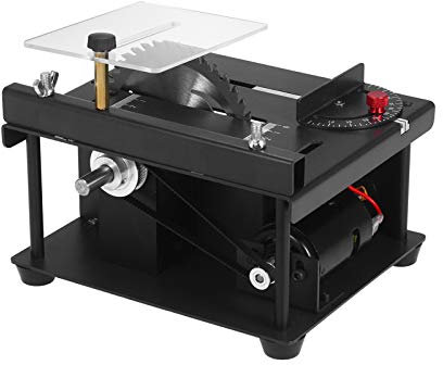 VISLONE 110-240 V Multifunktionale Tischkreissäge Mini-Desktop-Sägeschneider Elektrische Schneidemaschine mit Sägeblatt Winkelverstellung mit einstellbarer Geschwindigkeit 35 mm