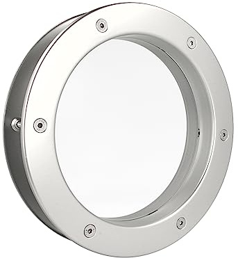 MLS Porthål B4000, Porthål för Dörrar, Tillverkad av Robust Aluminium, VSG-Säkerhetsglas, Lämpligt för 40 mm Tjocka Dörrar, Synliga Fästskruvar på Båda Sidor, 400 mm Diameter, Klart Glas, Silver