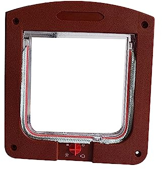 BUYTER Porta per gatti con serratura a 4 vie, accesso comodo e sicuro per i tuoi animali domestici, porta controllabile per tromba per animali domestici, con foro di sicurezza in plastica (marrone)