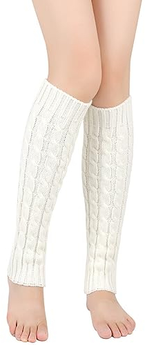 ISAKEN Warme Stulpen Damen Beinwärmer Frauen Mädchen Ballettstulpen Weiche Winter Strick Häkel Fußwärmer Legwarmers Strümpfe, Beinlinge aus Wolle für Herbst und Winter