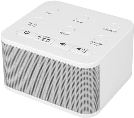 BIGMONAT Baby White Noise Sleeper, Quick Sleeper, 6 Sons Apaisants Naturels, Portable White Noise Machine, Alimenté Par un Adaptateur Secteur (inclus), Convient Aux Bébés Et Aux Adultes. Blanc