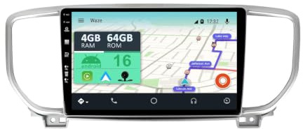 YUNTX [2+64GB] Android 16 Autoradio mit Navi für KIA KX5 / Sportage 4 (2016-2019)-CarPlay/GPS/Lenkradsteuerung/MirrorLink/Bluetooth 5.0/WiFi/USB/4G-IPS 9 Touchscreen-mit Kamera
