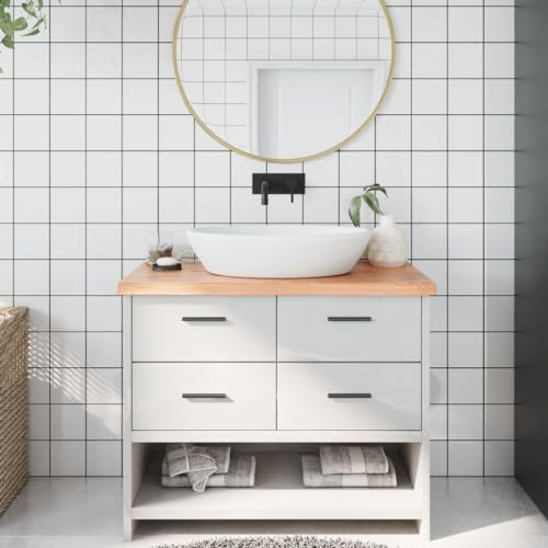 Festnight Waschtischplatte Für Aufsatzwaschbecken 100 x 60 x 4 cm Waschtischplatte Holz Hellbraun Tischplatte Faltbar Massivholz Unbehandelt um als Regal, Schrankoberplatte, Schreibtischplatte