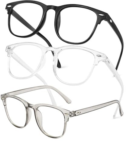 Xumann 3PCS Clear Blue Light Glasses Women, Anti-Blue Ray Computer Screens Glasses Men, No Degree Lens Fashion Bluelight Blocking Glasses