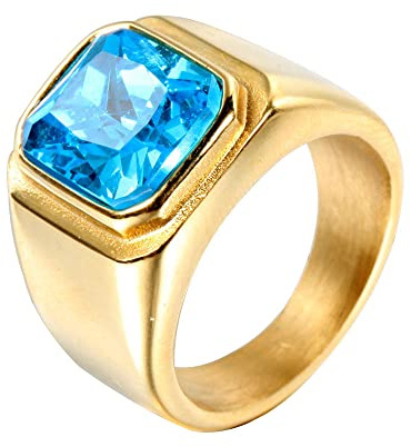 HIJONES Herren Stein Ring Edelstahl Groß Quadrat Zirkonia Vintage Statement Ringe