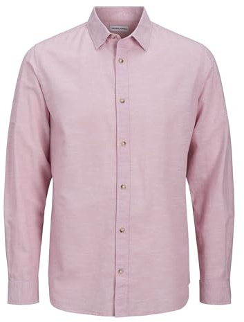 Jack & Jones Camicia a Maniche Lunghe da Uomo Jjesummer LS SN, Rosa Nectar, XS