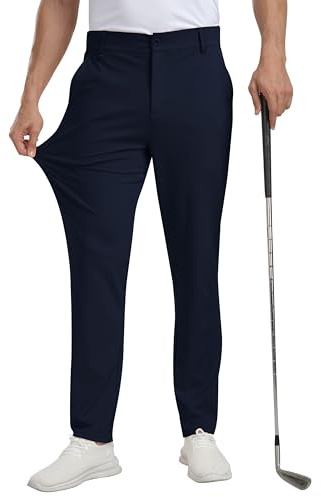 MoFiz Pantaloni da Golf Uomo Pantaloni Elasticizzati Slim Fit Business Sportivi Lunghi Pants con 5 Tasche Blu Marino 36W / 32L