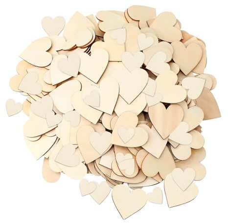 FAINCA 100 Stück Holzherzen, 3CM/4CM/5CM Holzherzen Deko, DIY Holzherz, Mini Holz Herz, Holzherzen Beschriften, Gästebuch Beschriften, für Hochzeit Handwerk Party Tischdeko