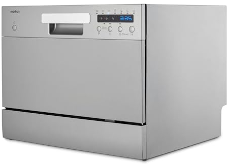 MEDION Lave-vaisselle de table DWT 60 (capacité 6 couverts, 7 programmes, affichage LED, 47 dB, MD37496), argent